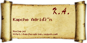 Kapche Adrián névjegykártya